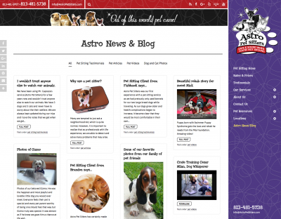 Astro Pet Sitters blog page