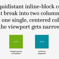 Four equidistant inline-block columns that break...